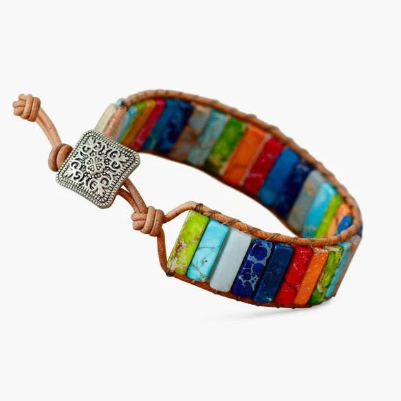 Pulsera 7 Chakras CUERO + Caja regalo