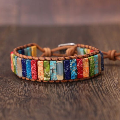 Pulsera 7 Chakras CUERO + Caja regalo