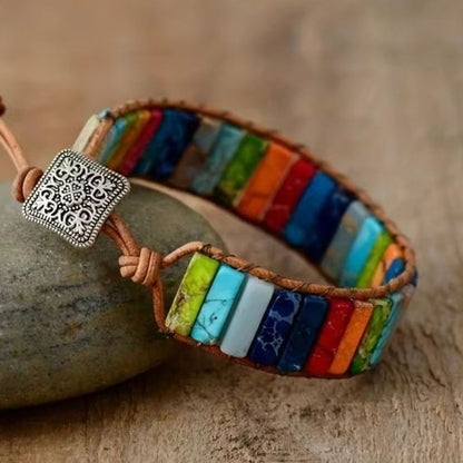 Pulsera 7 Chakras CUERO + Caja regalo
