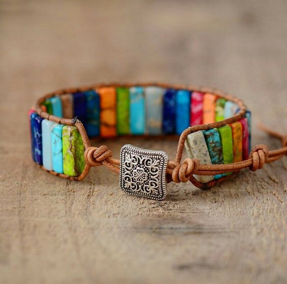 Pulsera 7 Chakras CUERO + Caja regalo